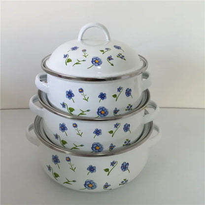 3pcs ENAMEL UTENSIL CERAMIC 1-2L CASSEROLE SAUCEPAN MINI COOKING PAN COOKING POT SOUP COOKER