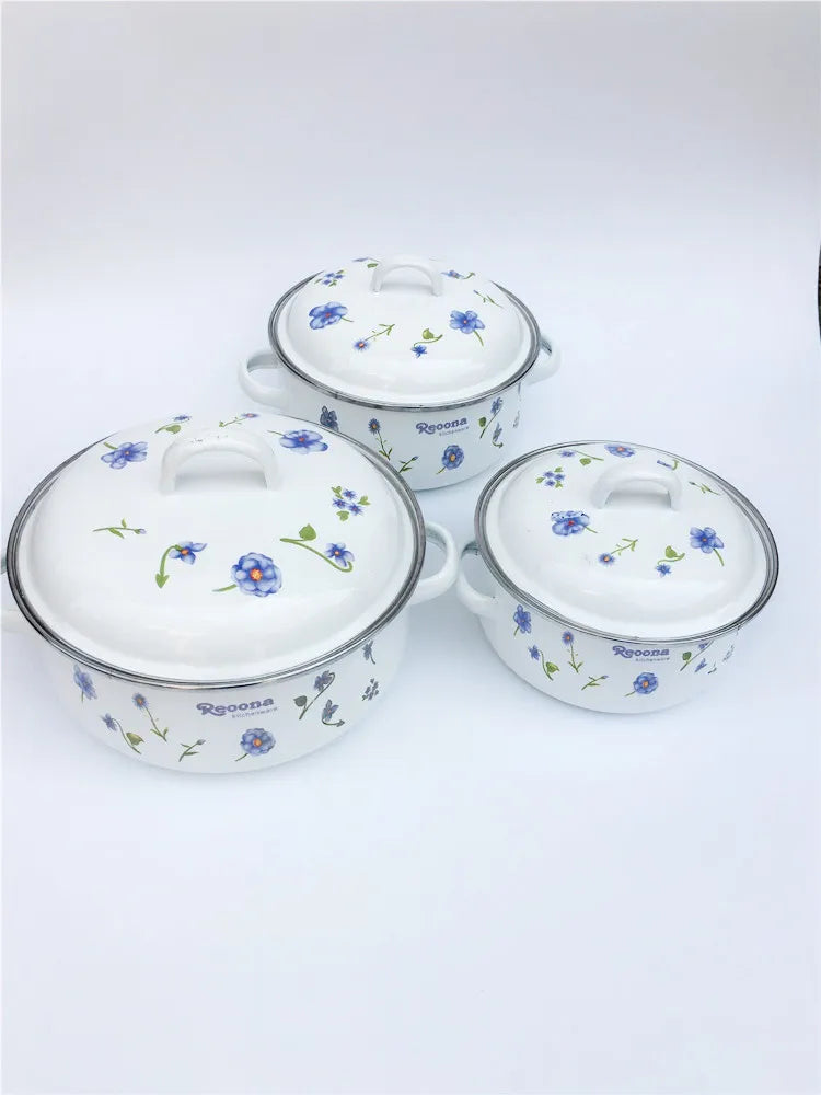 3pcs ENAMEL UTENSIL CERAMIC 1-2L CASSEROLE SAUCEPAN MINI COOKING PAN COOKING POT SOUP COOKER