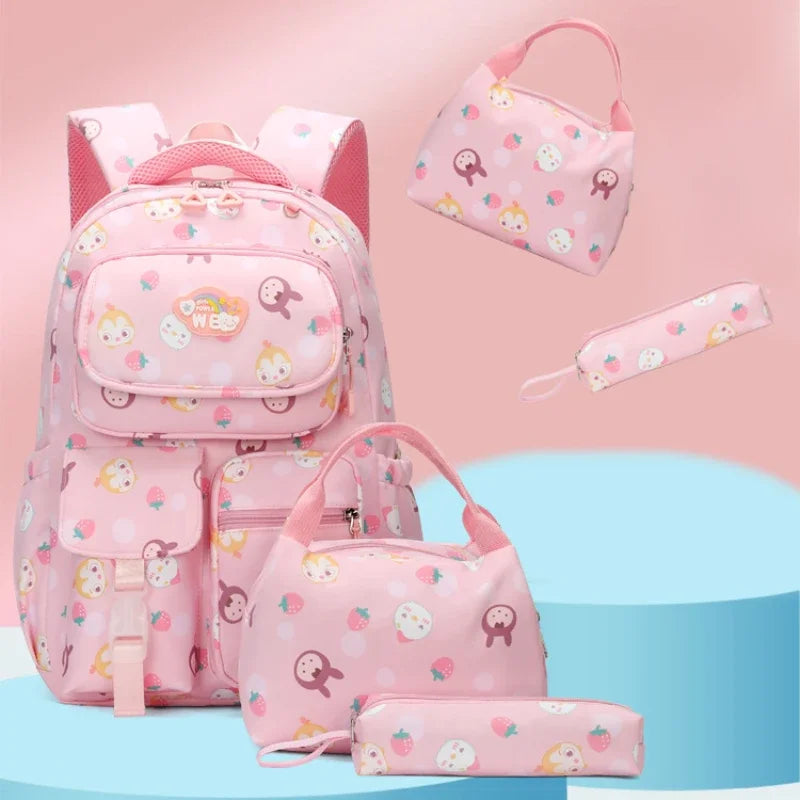3pcs Primary School Students Schoolbag Boys and Girls Cartoon Bookbag Waterproof Backpack With Pencil Case and Lunch Bag