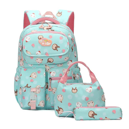 3pcs Primary School Students Schoolbag Boys and Girls Cartoon Bookbag Waterproof Backpack With Pencil Case and Lunch Bag