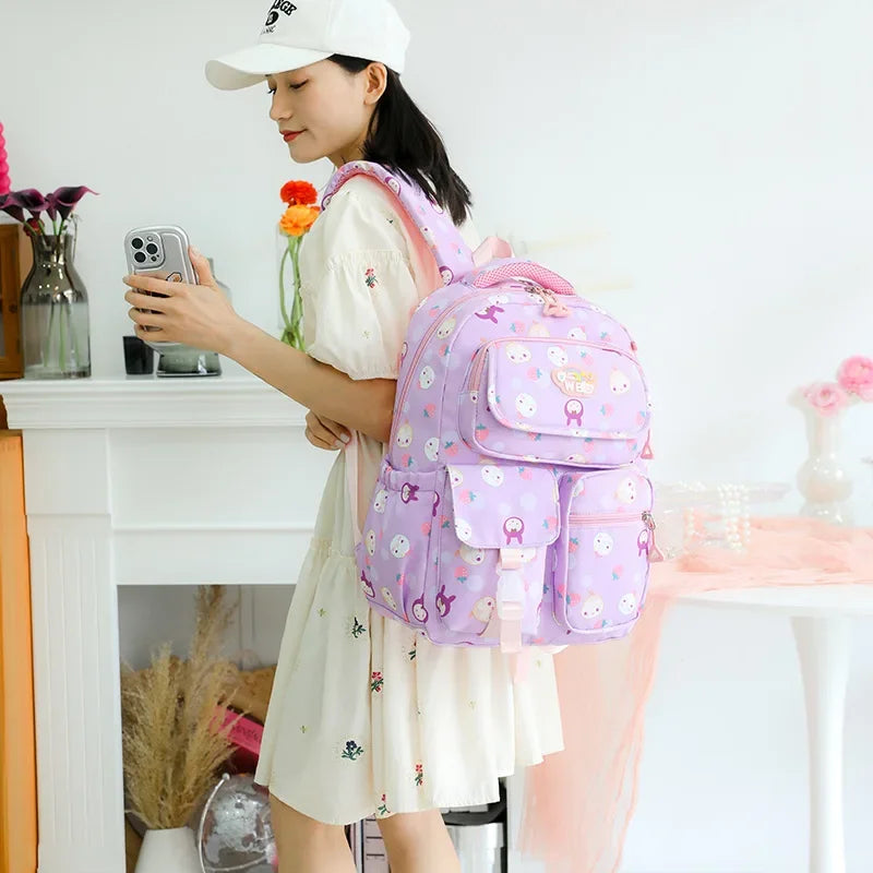 3pcs Primary School Students Schoolbag Boys and Girls Cartoon Bookbag Waterproof Backpack With Pencil Case and Lunch Bag