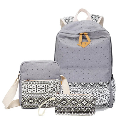 3pcs/Set Fashion Canvas Backpacks Female School bags for Teenagers Girls Laptop Rucksack Backpack Women's Travel Bag