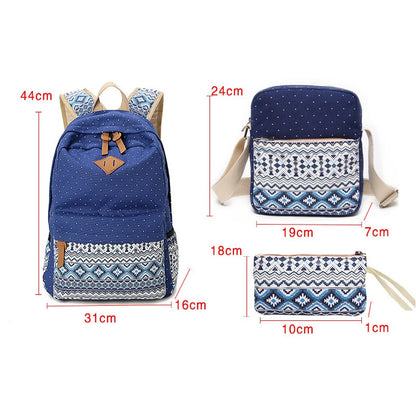 3pcs/Set Fashion Canvas Backpacks Female School bags for Teenagers Girls Laptop Rucksack Backpack Women's Travel Bag