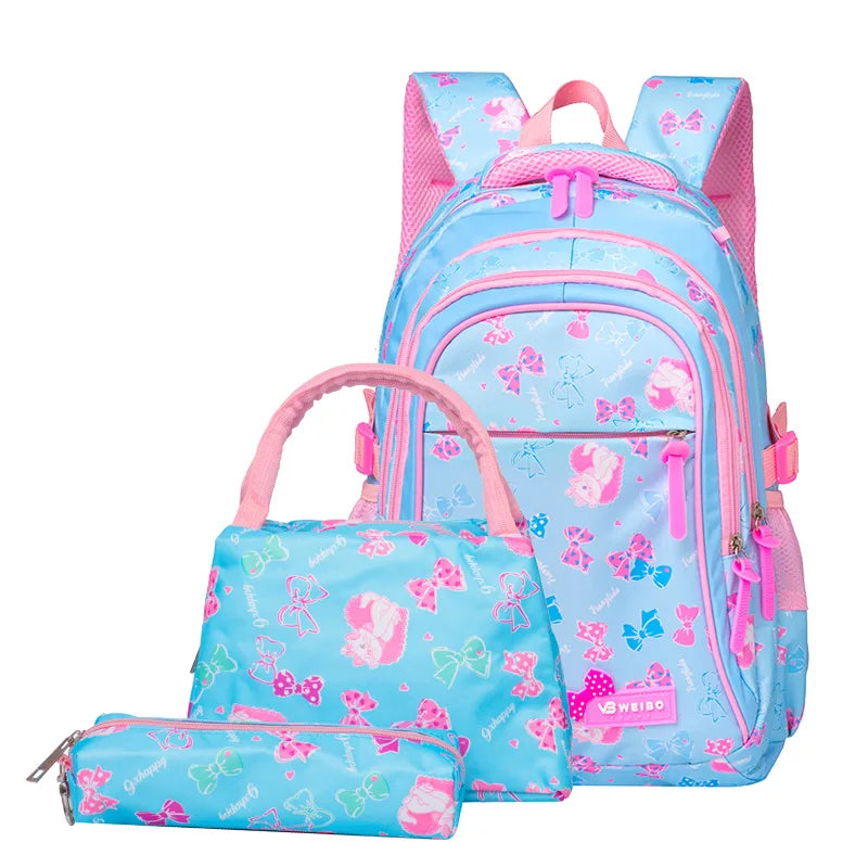 3pcs/set Bow Print school bags for teen Girls Primary Waterproof School bags Kids Student Princess Backpack Mochila Infantil