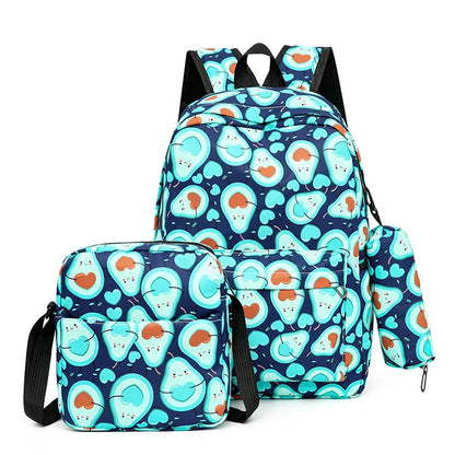 3pcs/set Fruit Printing School Bags Backpacks Schoolbag Fashion Kids Lovely Backpack For Children Girls Book bag Student Mochila