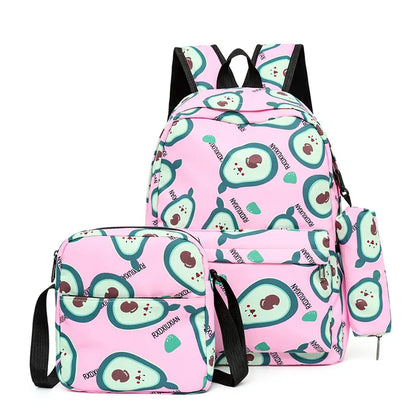 3pcs/set Fruit Printing School Bags Backpacks Schoolbag Fashion Kids Lovely Backpack For Children Girls Book bag Student Mochila