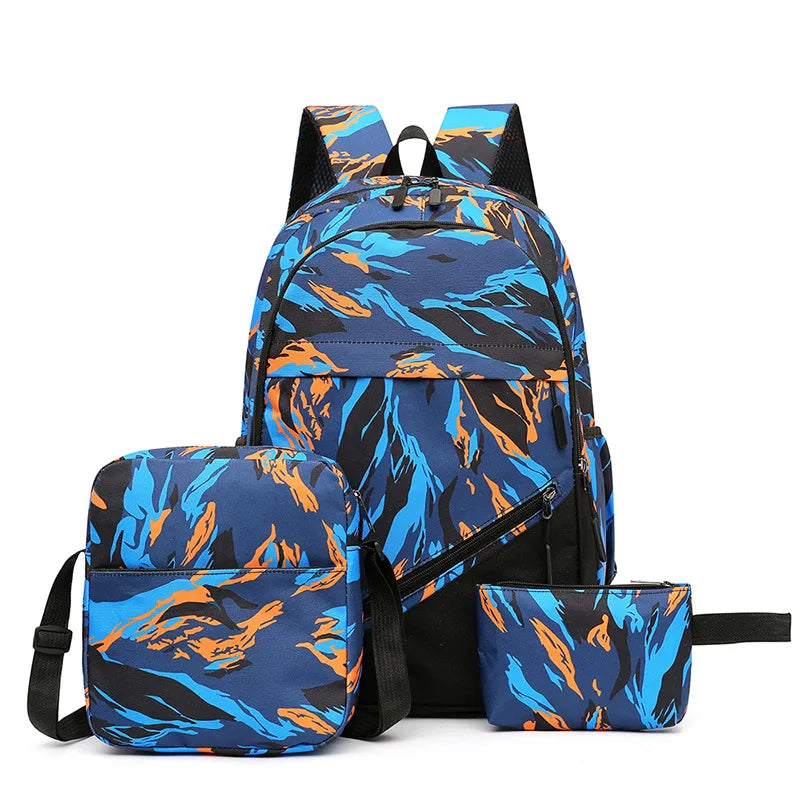 3pcs/set Male backpacks high school bags for women 2022 boys one shoulder big student travel backpack men schoolbag sac mochila