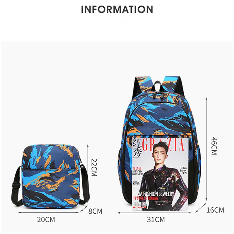3pcs/set Male backpacks high school bags for women 2022 boys one shoulder big student travel backpack men schoolbag sac mochila