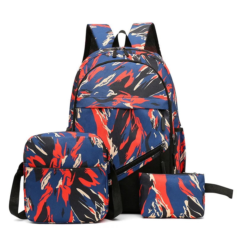 3pcs/set Male backpacks high school bags for women 2022 boys one shoulder big student travel backpack men schoolbag sac mochila