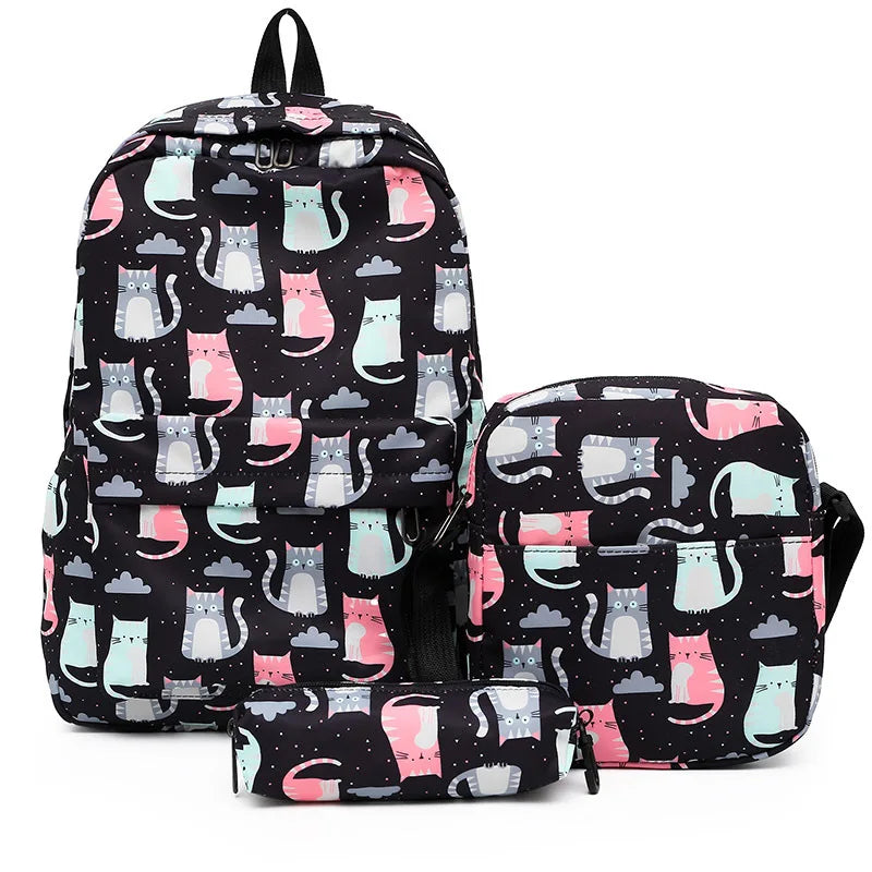 3pcs/set Printing School Bags Backpacks Schoolbag Fashion Kids Lovely Backpack For Children Girls School bag Student Mochila sac