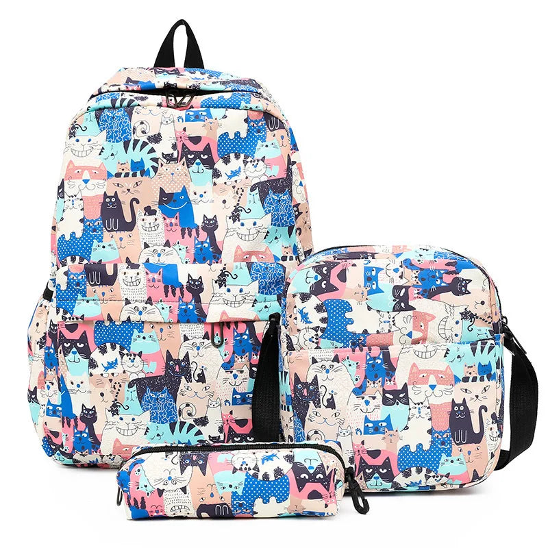 3pcs/set Printing School Bags Backpacks Schoolbag Fashion Kids Lovely Backpack For Children Girls School bag Student Mochila sac