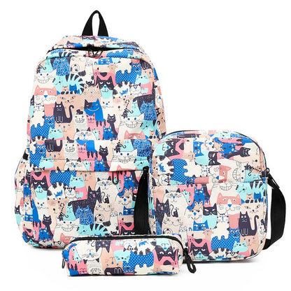 3pcs/set Printing School Bags Backpacks Schoolbag Fashion Kids Lovely Backpack For Children Girls School bag Student Mochila sac