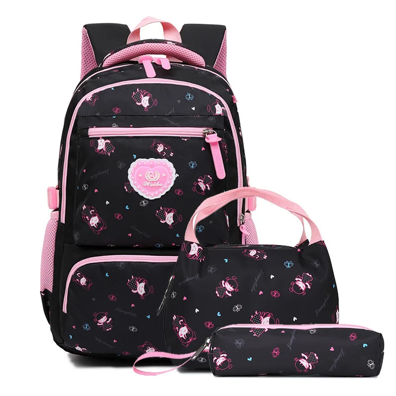 3pcs/set children school bags girls orthopedic schoolbags kids princess backpack primary school backpacks Pencil case mochila