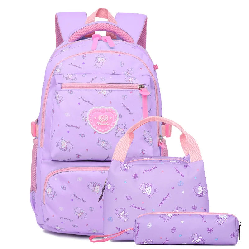 3pcs/set children school bags girls orthopedic schoolbags kids princess backpack primary school backpacks Pencil case mochila