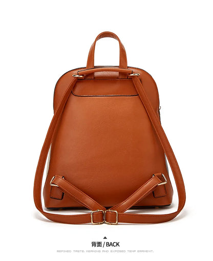 3pcs/set fashion backpack woman leather backpack female shoulder bag waist bag leather purse clutch bag credit card holder gift
