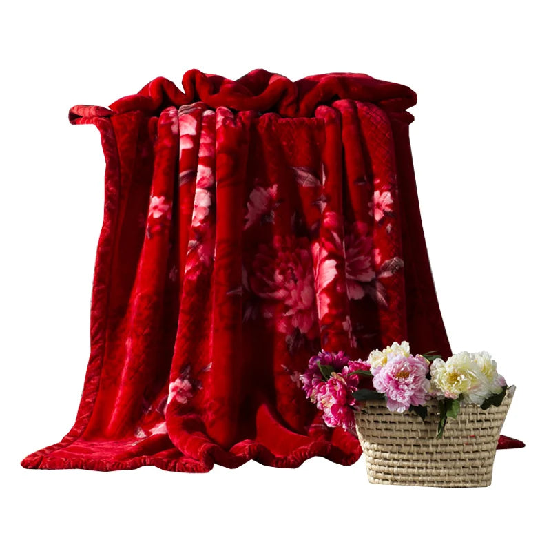 4.5kg Raschel blanket thicker for winter double layers flower 3D thickening bed cover wedding bedding set blankets throws 78"90"