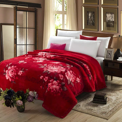 4.5kg Raschel blanket thicker for winter double layers flower 3D thickening bed cover wedding bedding set blankets throws 78"90"