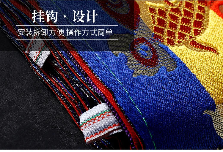 4.8 Meter long Wholesale Buddhist supplie Buddhism family Temple auspicious Embroidery wall Enclosing curtain Tapestry draperies