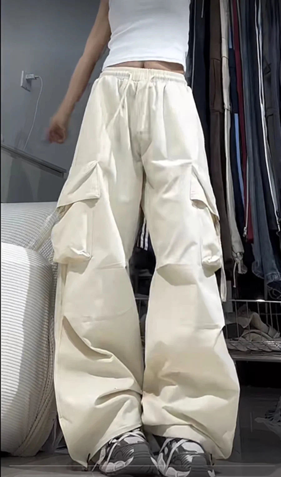 4 Colors Women Wide Cut Pants Women Loose High Waist Legging 4-Way Stretch Leggings Lady Stretchy Pants