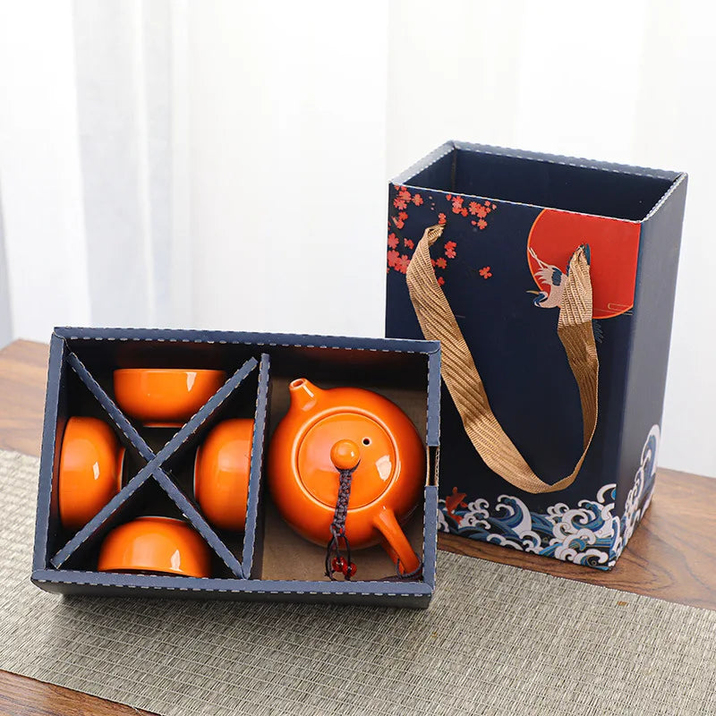 4 Cups Chinese Kung Fu Tea Set Travel Set Ceramic Portable Teapot Porcelain Teaset Gaiwan Tea Cups Tea Tool With Travelling Bag