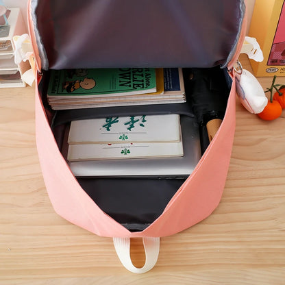 4 In 1 Canvas Women Backpack Multiple Pockets Travel Backpack Trendy PVC School Bag for Girls Waterproof Storage Backpacks