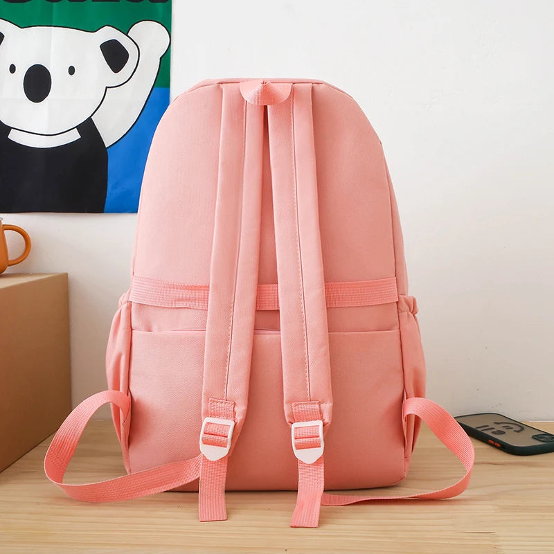 4 In 1 Women Backpack Trendy Pendant School Bag for Girls Large Capacity Female Travel Backpacks Waterproof Student Bookbags