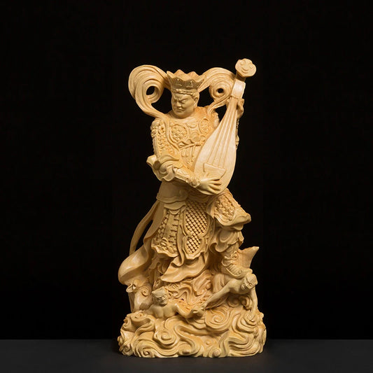 4 Kings Temple Sculpture Four Buddhist Gods Buddha Statue Wood Buddha Decor Statue Decoration