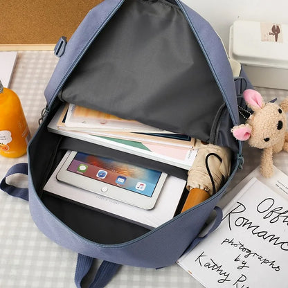 4 Pcs Set Kawaii Women Backpack Cute School Bag Teenage For Girls Scoolbag Large Capacity Female Bookbags Travel Bags 2022 New