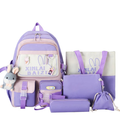 4 Pcs Set School Bags For Teenager Girls Schoolbag Kawaii Backpack Student Large Capacity Backpack Women Travel Rucksack Mochila