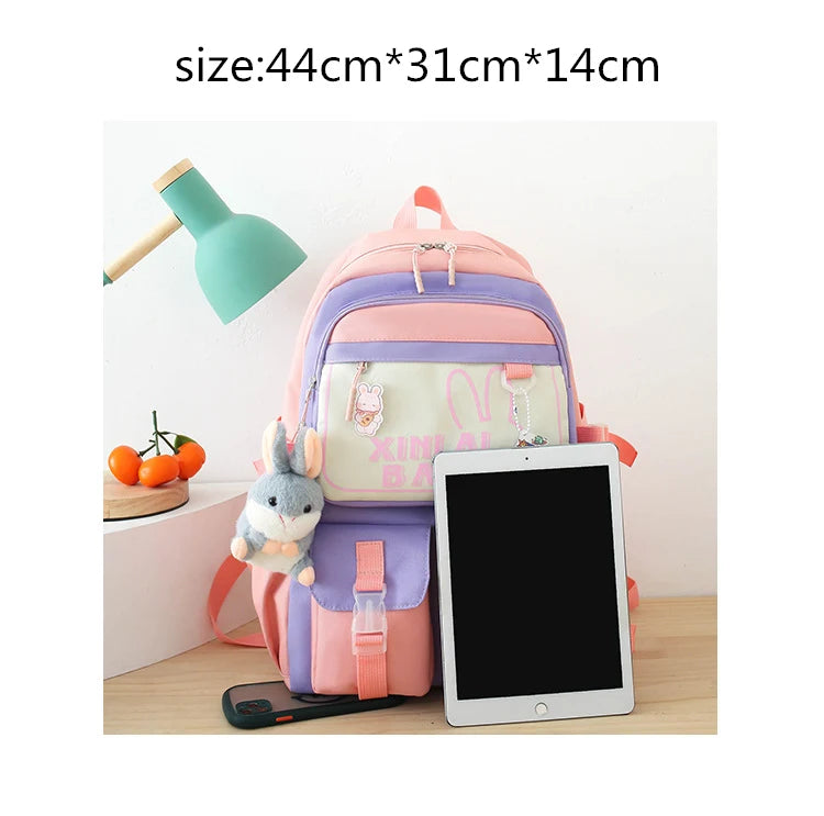 4 Pcs Set School Bags For Teenager Girls Schoolbag Kawaii Backpack Student Large Capacity Backpack Women Travel Rucksack Mochila