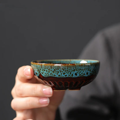 4 Pcs/set Chinese Ceramic Teacup Master Tea Bowl Personal Single Cup Drinkware Home Handmade Tea Set Kiln Change Teacups