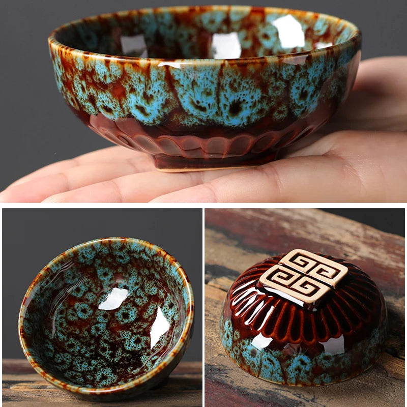 4 Pcs/set Chinese Ceramic Teacup Master Tea Bowl Personal Single Cup Drinkware Home Handmade Tea Set Kiln Change Teacups