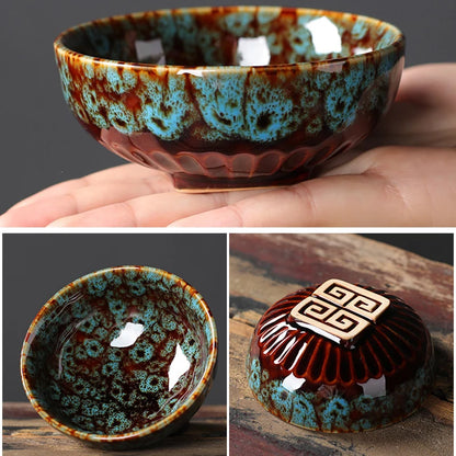 4 Pcs/set Chinese Ceramic Teacup Master Tea Bowl Personal Single Cup Drinkware Home Handmade Tea Set Kiln Change Teacups
