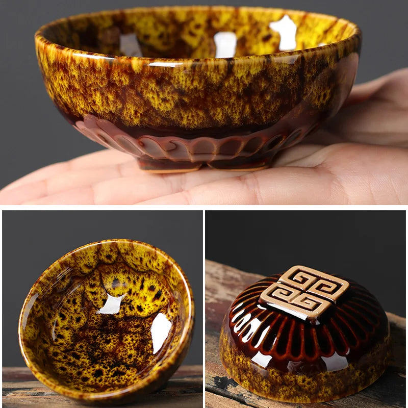4 Pcs/set Chinese Ceramic Teacup Master Tea Bowl Personal Single Cup Drinkware Home Handmade Tea Set Kiln Change Teacups