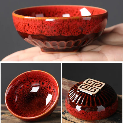 4 Pcs/set Chinese Ceramic Teacup Master Tea Bowl Personal Single Cup Drinkware Home Handmade Tea Set Kiln Change Teacups