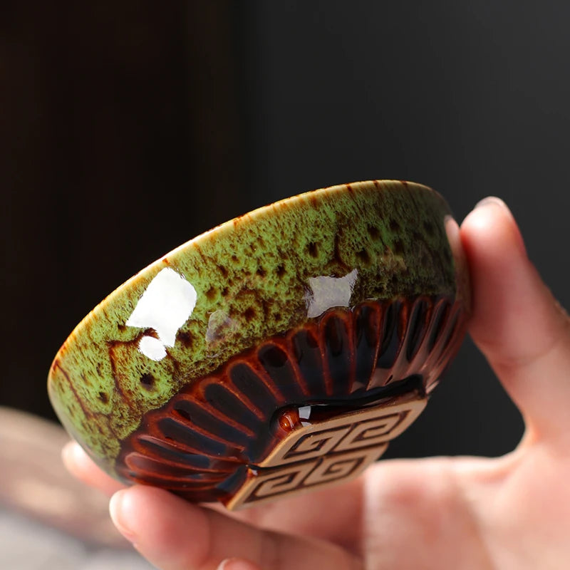 4 Pcs/set Chinese Ceramic Teacup Master Tea Bowl Personal Single Cup Drinkware Home Handmade Tea Set Kiln Change Teacups