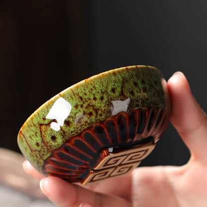 4 Pcs/set Chinese Ceramic Teacup Master Tea Bowl Personal Single Cup Drinkware Home Handmade Tea Set Kiln Change Teacups
