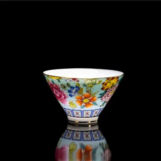 4 Pcs/set Jingdezhen Exquisite Pastel Tea Cup Ceramic Hand Painted Teacup Master Cup Personal Cup Office Household Tea Set