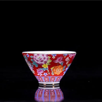 4 Pcs/set Jingdezhen Exquisite Pastel Tea Cup Ceramic Hand Painted Teacup Master Cup Personal Cup Office Household Tea Set