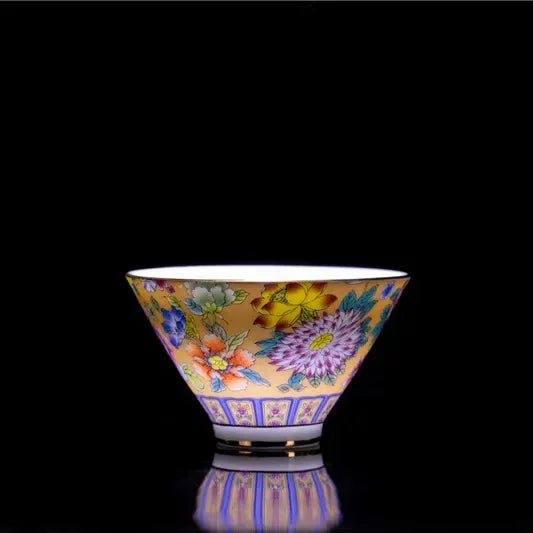 4 Pcs/set Jingdezhen Exquisite Pastel Tea Cup Ceramic Hand Painted Teacup Master Cup Personal Cup Office Household Tea Set