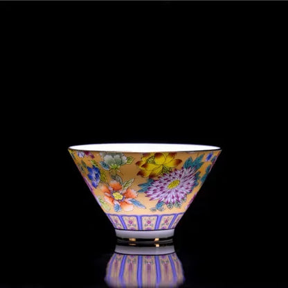 4 Pcs/set Jingdezhen Exquisite Pastel Tea Cup Ceramic Hand Painted Teacup Master Cup Personal Cup Office Household Tea Set