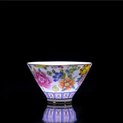 4 Pcs/set Jingdezhen Exquisite Pastel Tea Cup Ceramic Hand Painted Teacup Master Cup Personal Cup Office Household Tea Set