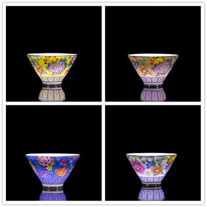 4 Pcs/set Jingdezhen Exquisite Pastel Tea Cup Ceramic Hand Painted Teacup Master Cup Personal Cup Office Household Tea Set