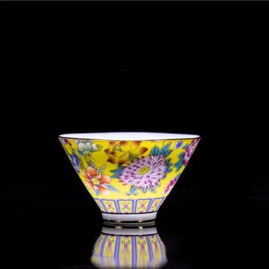 4 Pcs/set Jingdezhen Exquisite Pastel Tea Cup Ceramic Hand Painted Teacup Master Cup Personal Cup Office Household Tea Set
