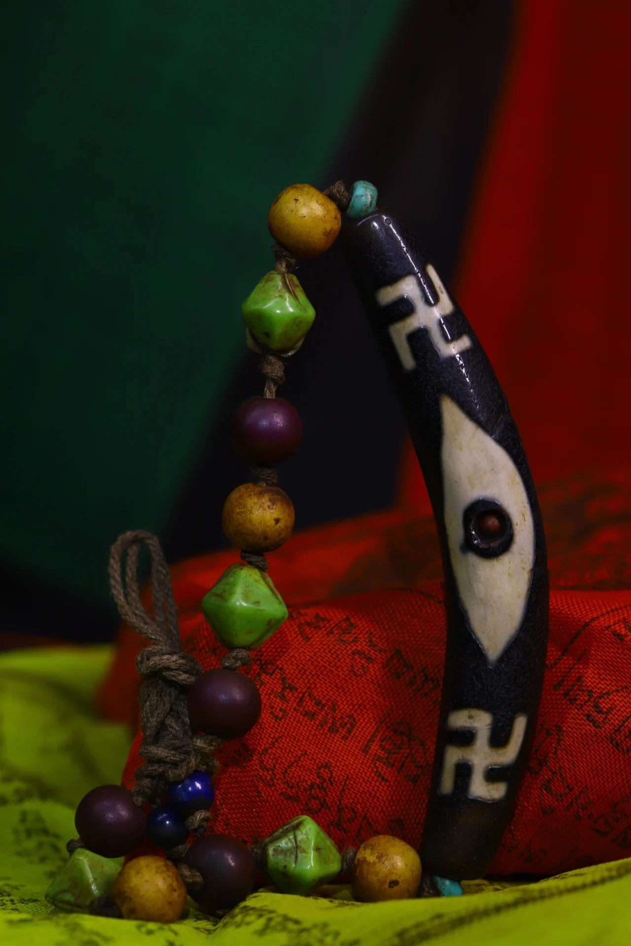 4"Tibetan Temple Collection Old Natural Agate Filigree Mosaic Gems Dzi Bead Buddhism logo Pendant Amulet Town House Exorcism