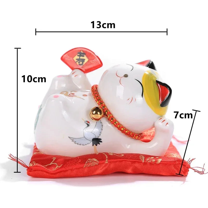 4 inch Ceramic Maneki Neko Figurine Lucky Cat Money Box Fortune Cat Ornament Piggy Bank Feng Shui Business Gift