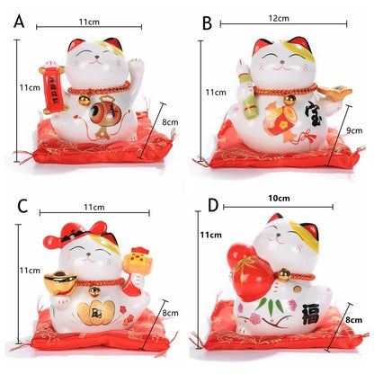 4 inch Ceramic Maneki Neko Figurine Lucky Cat Money Box Fortune Cat Ornament Piggy Bank Feng Shui Business Gift