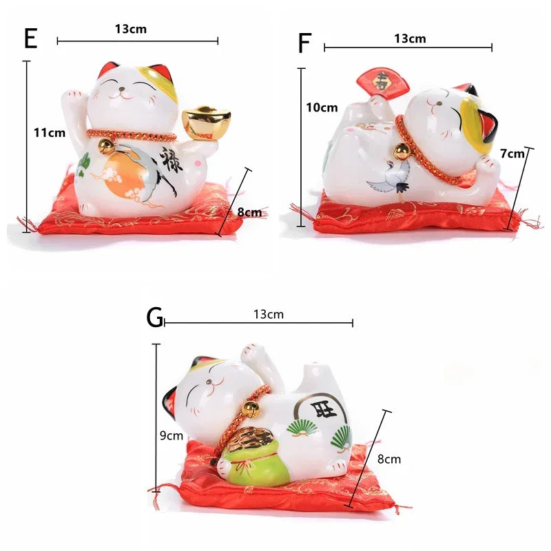 4 inch Ceramic Maneki Neko Figurine Lucky Cat Money Box Fortune Cat Ornament Piggy Bank Feng Shui Business Gift