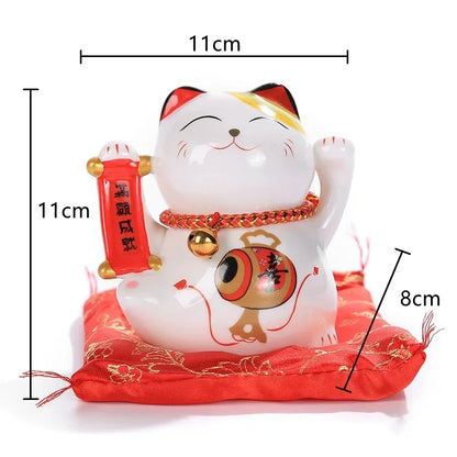 4 inch Ceramic Maneki Neko Figurine Lucky Cat Money Box Fortune Cat Ornament Piggy Bank Feng Shui Business Gift