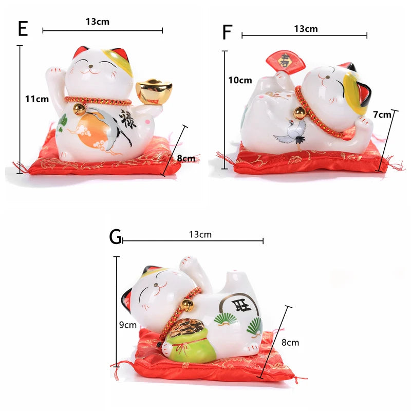 4 inch Ceramic Maneki Neko Figurine Lucky Cat Money Box Fortune Cat Ornament Piggy Bank Feng Shui Business Gift